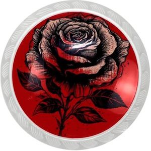 lcndlsoe Elegante ronde transparante kastknoppen - set van 4, perfect voor kasten, ijdelheden en kasten, rood en zwart roze