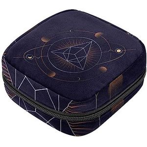 Maandverband Opbergtas, Vrouwelijke Product Pouches Draagbare Periode Kit Tas voor Meisjes Vrouwen Dames Geometrische Piramide Astrologicaltarot Card, Meerkleurig, 4.7x6.6x6.6 in/12x17x17 cm