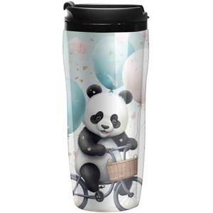 Leuke Giant Panda Koffie Mok met Deksel Dubbele Muur Water Fles Reizen Tumbler Thee Cup voor Warm/Ijs Dranken 350ml