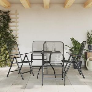 XGWKCNV Tuinmeubilair 5 Stuk Tuin Dining Set Antraciet Metalen Mesh Tuinmeubilair Sets