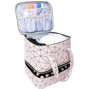 Nagellak Organizer Case | Dubbellaags Ontwerp Nagellak Houder Draagtas | Houdt 30 Flessen Nagelbox Organizer Case | Nagellak Opbergtas voor Nail Tech en Manicure Tools, roze, Refer to ,