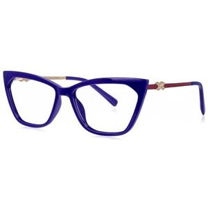 Nepbrillen, Unisex Cat's Eye Spring Leg Titanium Plastic Brilmonturen Multicolor(Purple)