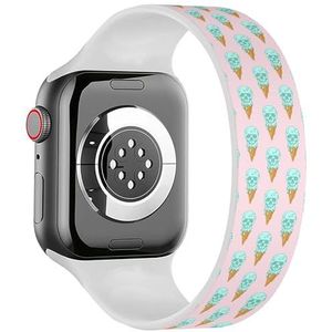 Solo Loop Band Compatibel met All Series Apple Watch 42/44/45/49mm (Blue Skull Ice Cream) Stretchy Siliconen Band Strap Accessoire, Siliconen, Geen edelsteen