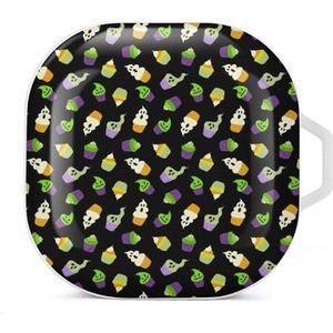 Happy Halloween cupcake oordopjes hoesje compatibel met Samsung hard shell beschermhoes witte stijl