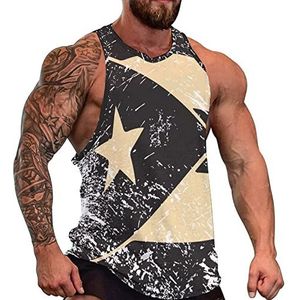 Zwarte Puerto Rico Retro Vlag Mannen Tank Top Mouwloos T-shirt Trui Gym Shirts Workout Zomer Tee
