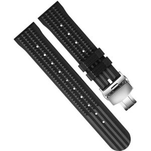 INSTR Siliconen horlogeband voor S-eiko 007 gear S2 S3 voor Hua wei watch2 pro polsband Sport Duikhorloge Band Pols riem (Color : Black folding silver, Size : 20mm)