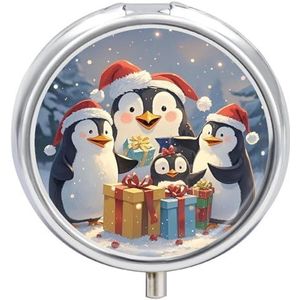 Pil Doos 3 Compartiment Pinguïn Gift Pil Case voor Portemonnee Draagbare Pil Container Metalen Geneeskunde Doos Pillendoos Dispenser Reizen Vitamine Houder Wekelijkse Pil Organizer