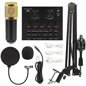 Complete podcastkit, BM800 Professionele Microfoon Condensator Microfoon V8 V9 V10 Geluidskaart PC Computer Audio USB Opname Studio Game Live-uitzending KTV(V8 and BM800 Mic)