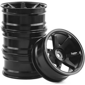 ZIBOXI 4 stuks 52mm 1/10 RC On-Road Drift Racing Auto Velg Wielnaven TE37 Fit for Tamiya for Kyosho for HSP for HPI for Sakura for Rode Kat (Color : Black)