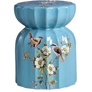 Fine Asianliving Keramische Kruk Blauw Vogels Handgemaakt - Serina D26xH35cm