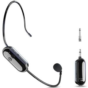 LYEAA 2,4 G draadloze microfoonheadset, draadloze headset met groot bereik en draagbaar 2-in-1 microfoonsysteem voor het onderwijs van podiumartiesten en fitnesstrainers