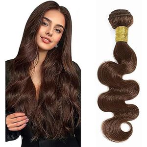 Salharer Body Wave Human Hair Bundles Single Extensions Machine Double Wefts Unprocessed Remy Weave #4 Chocolate Brown Color for Woman 30 Inch