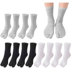 KRYMSON Set van 6 paar katoenen teensokken voor sandalen, yoga, ademend, elastisch, uniseks, zwart, wit, grijs