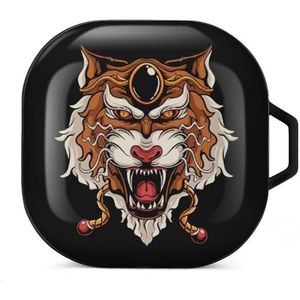 Japanse tijgerkop oordopjes hoesje compatibel met Samsung hard shell beschermhoes zwart-stijl
