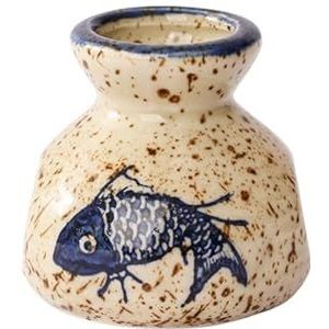 keramische tandenstokers, Retro Ceramic Cotton Swab Box Portable Creative Hydroponic Plant Jar Ornaments Storage Ornaments(Beige)