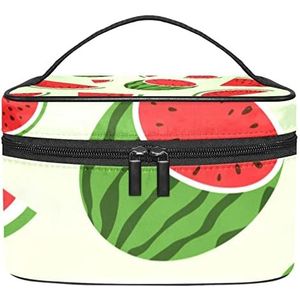 Make-up Organizer Bag, Reizen Make-up Tas Organizer Case Draagbare Cosmetische Tas voor Vrouwen en Meisjes Toiletries Zomer Fruit Watermeloen Rood Groen, Meerkleurig, 22.5x15x13.8cm/8.9x5.9x5.4in