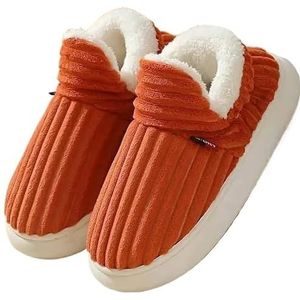 Unisex winterpantoffels, warme, zachte instappers for koppels, katoenen schoenen met antislip, comfortabele platte schoenen(Orange,46-47)