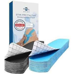 axion - Precut Kinesiologie Tape - Sporttape - Zwart en Blauw - 50 Verband(en)