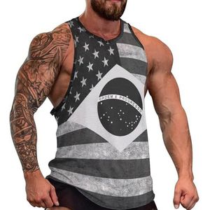 USA Coat of Arm Brazilië Vlag Mannen Tank Top Grafische Mouwloze Bodybuilding Tees Casual Strand T-Shirt Grappige Gym Spier