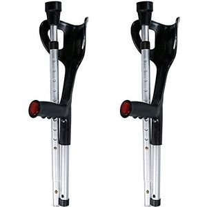 Aluminium onderarmkrukken, ergonomisch verstelbare lichtgewicht armmanchetkruk Heavy Duty voor standaard en lange volwassenen Comfortabele pols Antislip Vervangbare rubberen tips (1 paar)