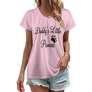 Daddy's Little Princess Dames V-hals T-shirts Leuke Grafische Korte Mouw Casual Tee Tops 4XL