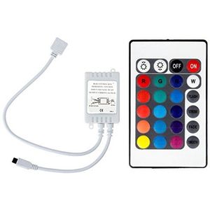 EPBOWPT RGB Controller 24 V, IR-afstandsbediening, RGB-strip, 24 toetsen, afstandsbediening, controller met 16 kleurveranderingen, 4 kleurmodi voor 3528 5050 SMD strips