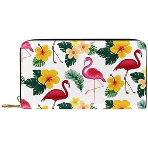 Klassieke Lange Lederen Portemonnee Tropische Flamingo's Clutch Reizen Portemonnee Kaart Pakket Mode Geldzak voor Vrouwen Mannen, Meerkleurig, 19x11.5x2.5cm/7.5x4.5x1in, Klassiek