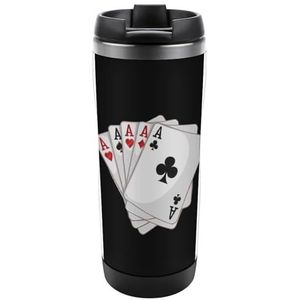 Gokken Casino Aces Poker Reizen Mok Roestvrij Staal Koffie Cup Isolatie Tumbler Thermische Mok voor Theesap