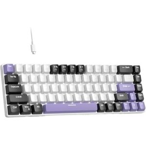 QPSJXN Compact mechanisch toetsenbord, 60 procent, bekabeld toetsenbord met achtergrondverlichting 68, voor Windows PC (Red Switch)