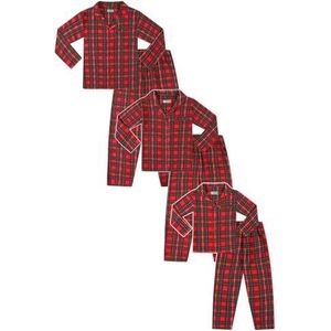 Puur Katoen Familie Bijpassende Kerst Rode Tartan Lange Pyjama, Xmas pyjama's, Rood, S