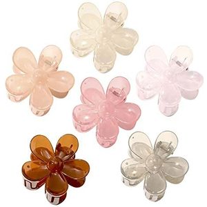 TODEROY 6 PCS Big Hair Claw Clips Matte Flower Hair Clips Non-Slip Cute Hair Catch Barrettes Plastic Jaw Clamps for Thin Thick Hair Hair Acrylic Accessories for Women Girls 6 Colors
