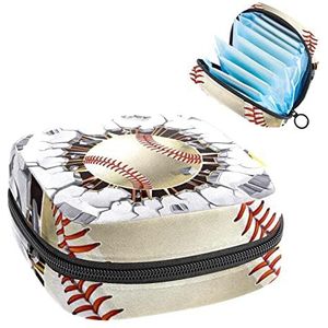 Maandverband Opbergtas,Draagbare maandverband Opbergzak,Baseball Sport Wall, Meerkleurig, 4.7x6.6x6.6 in/12x17x17 cm