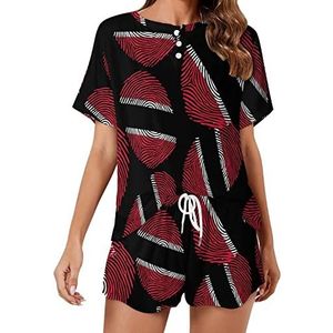 Trinidad en Tobago Finge Print Zachte Womens Pyjama Korte Mouw Pyjama Loungewear met Zakken Gift voor Thuis Strand L