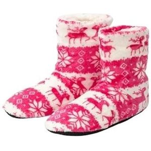 GSJNHY Slipper sokken kerst eland indoor sokken volwassen huis slippers vrouwen winter vloer schoenen schoenen warme bont slippers dames pluche slippers (kleur: roze-39-41 27 cm)
