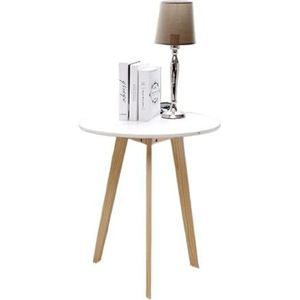 Klein Bijzettafeltje Kleine Ronde Tafel Eenvoudige Massief Houten Kleine Appartement Ronde Salontafel Home Leisure Salontafel Bijzettafel Slaapkamer Bureau(Two-tone,M)