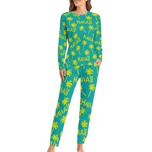 Hawaii Tekst En Palmbomen Grappige Pyjama Set Voor Vrouwen Met Lange Broek Zachte Loungewear Pj Set Nachtkleding