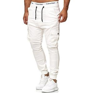 Code47 Heren Chino Jogg Jogger Jeans Slim Fit Cargo Stretch W29-W38 Herenbroek Heren Jeans Denim Jeans Pocket Broek Design Casual Broek, Wit, 34W x 32L