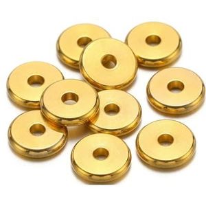 20-50 stuks roestvrijstalen platte afstandskralen 4 5 6 8 mm goudkleurige bedel losse kraal voor het maken van sieraden, doe-het-zelf armbanden, accessoires - goud 8 mm