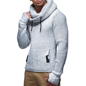 Leif Nelson LN-5060 Grof gebreide trui - grijs - X-Large