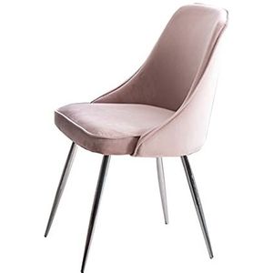 GEIRONV 1 Stuk Zilveren Voeten Fluwelen Eetkamerstoel,45×43×80cm Trouwkamer Balkon Make-up Stoel Hotelcafé Lounge Stoel Eetstoelen (Color : Light pink, Size : 45x43x80cm)