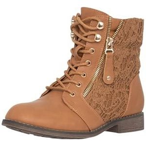 Elara Dames Enkellaarzen Worker Boots Lace Chunkyrayan B9812-KB Camel-40