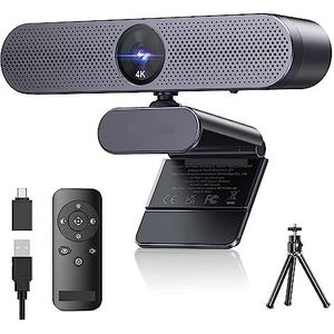 Streaming webcam, 4K Webcam Autofocus USB-webcamera met microfoons Afstandsbediening HD-webcamera for conferenties, livestreaming, opname