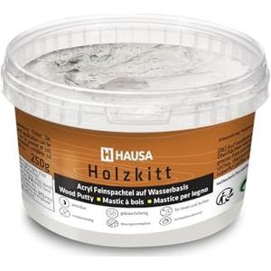 Hausa houtvuller, 250 g, grijs, houtplamuur, reparatie van scheuren en krassen, sneldrogend, scheurvast, niet giftig, verkrijgbaar in 25 kleuren