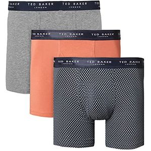 Ted Baker heren 3-pack boxershorts - Grijs gespikkeld/hete saus/marine - S