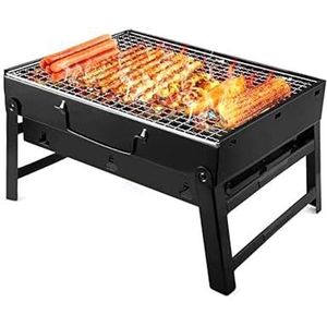 Draagbare Barbecue Houtskoolgrill Opvouwbare BBQ Grill RVS BBQ Roker Kits for Outdoor Koken Camping Picknicks Strand (Size : 43x29x22cm)