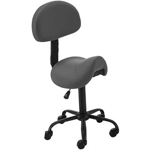 JAVPTAV Zadelstoel, zadelstoel 16 7/8-20 7/8 inch in hoogte verstelbare zadelstoelen kruk, lendensteun spa-stoel leer, rollende ergonomische draaistoel voor winkel/thuis/kantoor (zwart, met