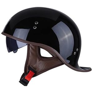 Retro motorfiets halfhelm, volwassen baseballcap-helm DOT-gecertificeerde heren en dames Vintage motorfiets open helm voor straatscooter Cruiser Moped Chopper Decoration