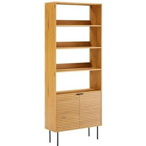 Happy Garden - STINNA houten boekenkast, 4 planken, 2 deuren, belastbaar tot 20kg per plank, perfect om je spullen in stijl te organiseren