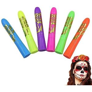 Schminken - Wasbare Neon Verf Stick 6ST,Make-upbenodigdheden voor verjaardagen, Mardi Gras, maskerades, Halloween-feestjes Bavokon