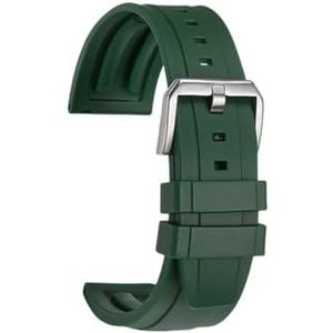 20mm 22mm for IWC for Portugal for Pilot for Spitfire Mark 18 for IW328201 for IW377709 Siliconen horlogeband Quick Release Mannen Rubber Horlogeband (Color : Green-steel pin, Size : 22mm)